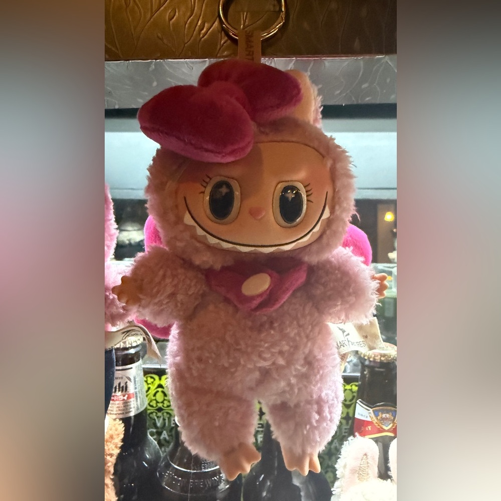 Adorable Pink Plush Keychain